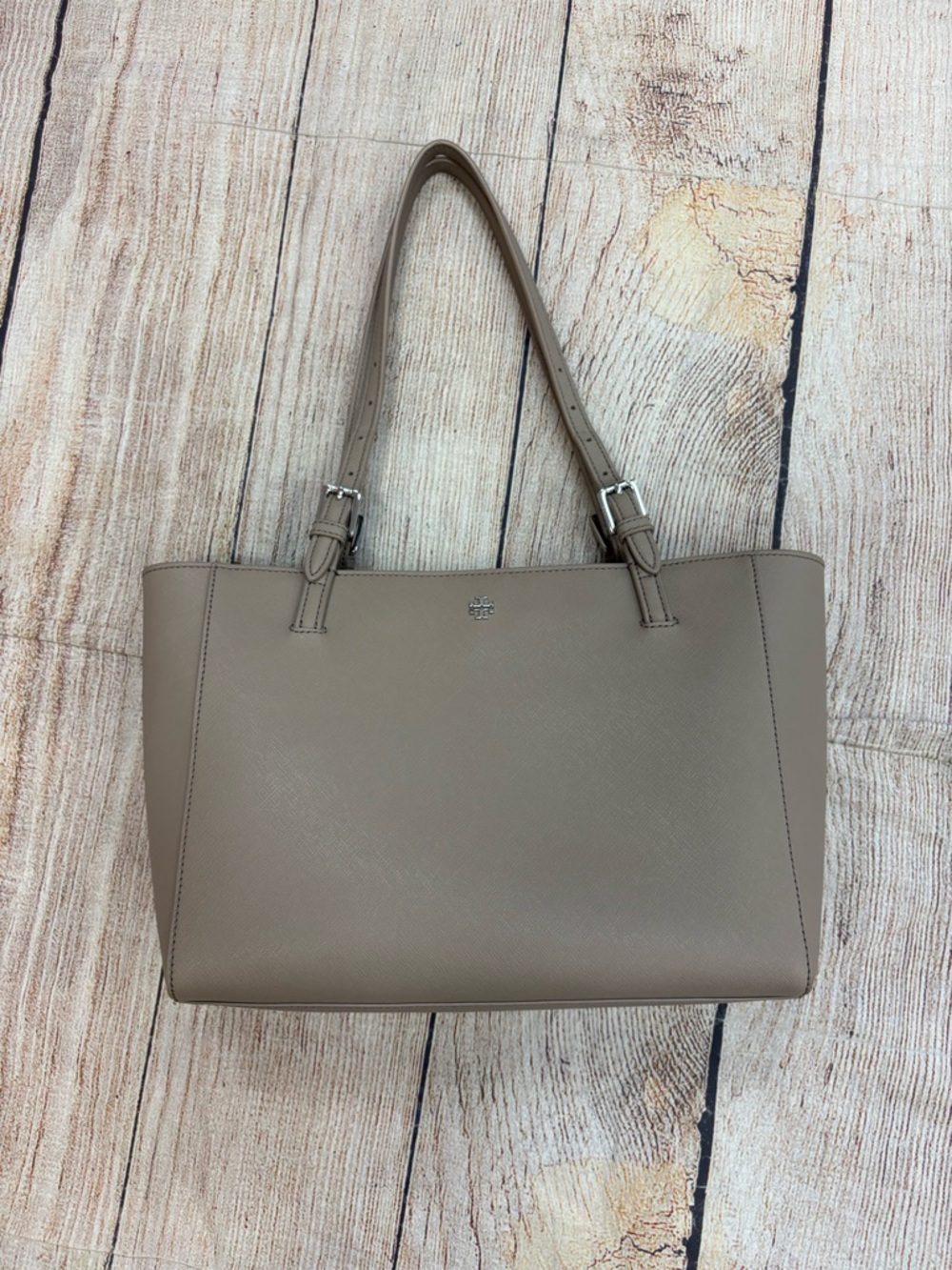 Tory Burch Taupe Saffiano Leather Tote
